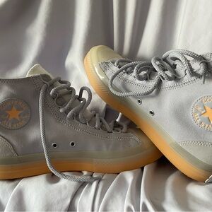 Converse Gray and Tan High-Top Sneakers